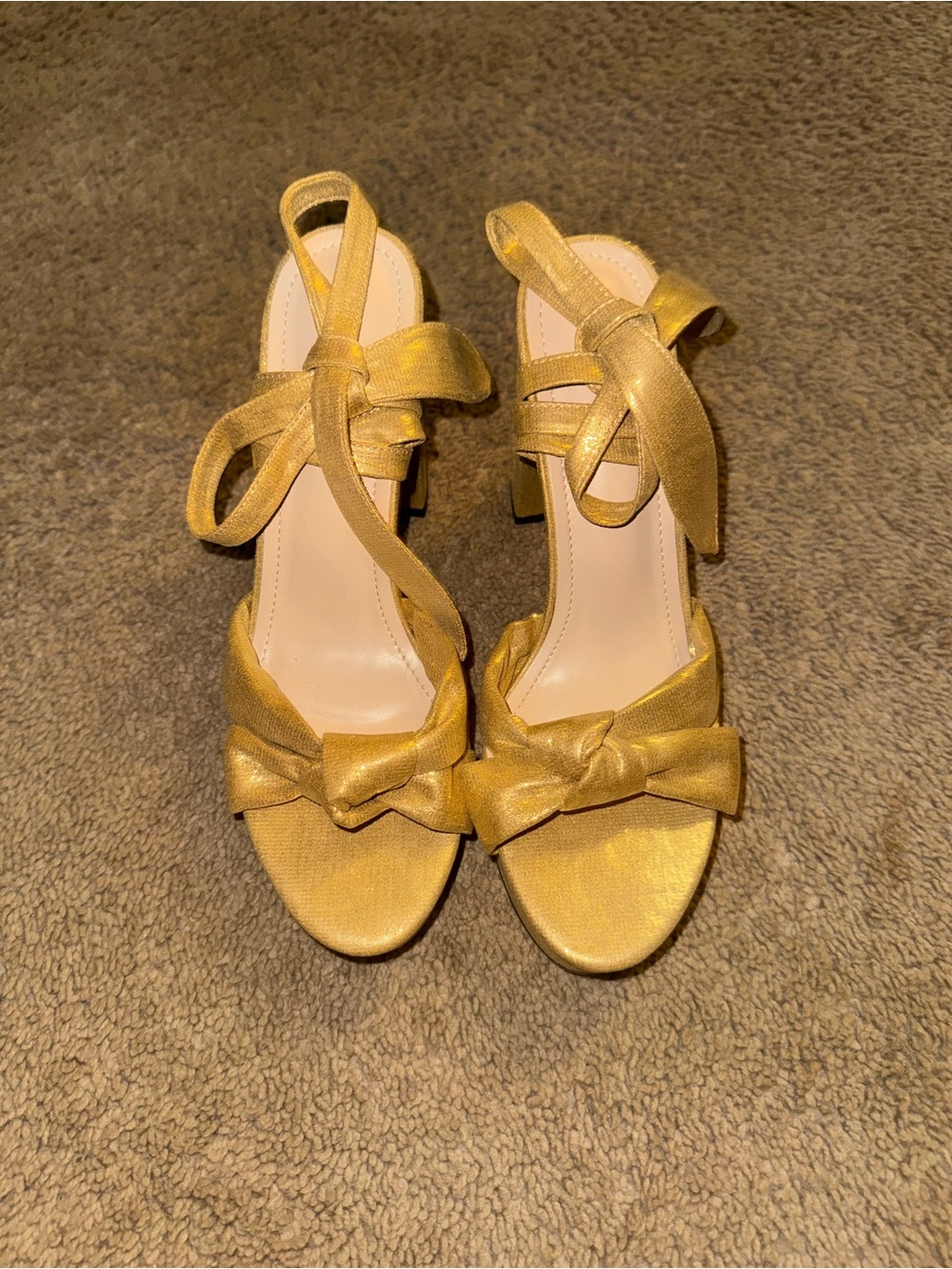 Gold Bow Ankle-Strap Women's Sandals